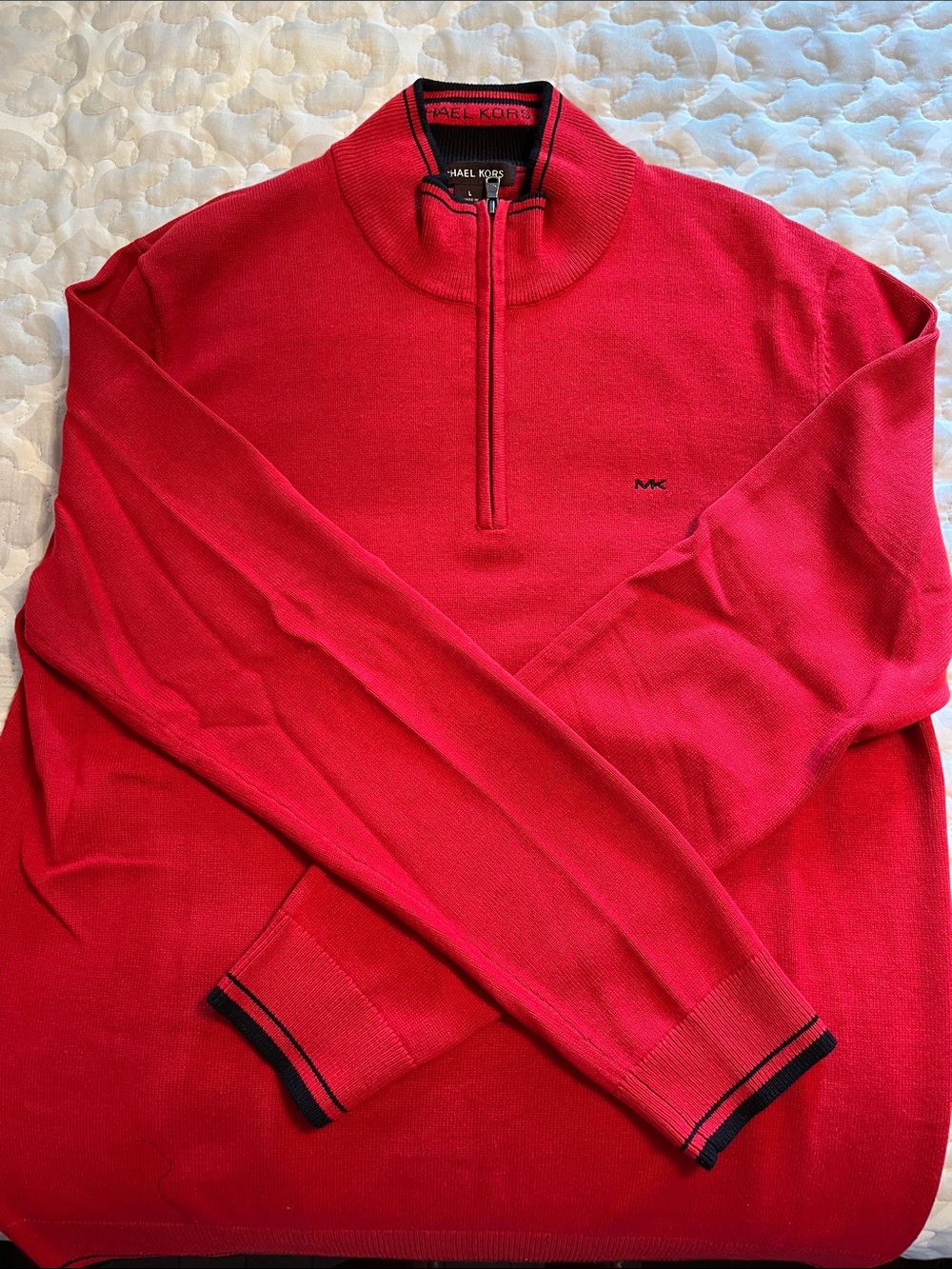 Michael Kors Men’s Red Half-Zip Sweater